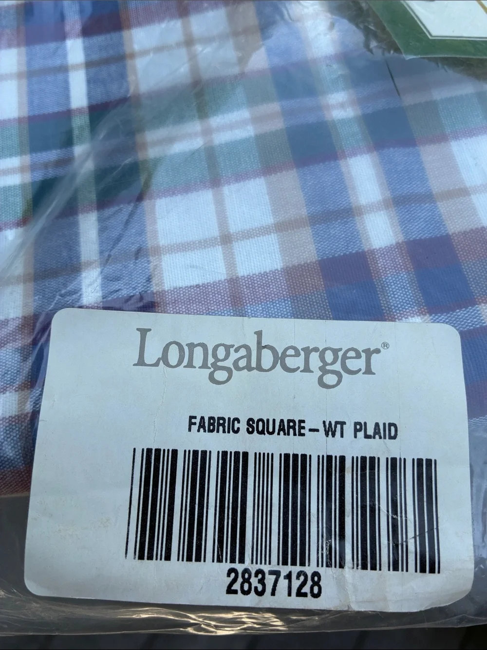 Longaberger Woven Traditions Plaid Fabric Square SMELLS MUSTY